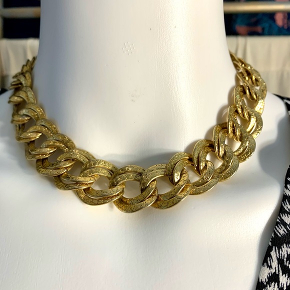 Erwin Pearl 🎄Textured gold tone double ring choker necklace - Picture 4 of 11